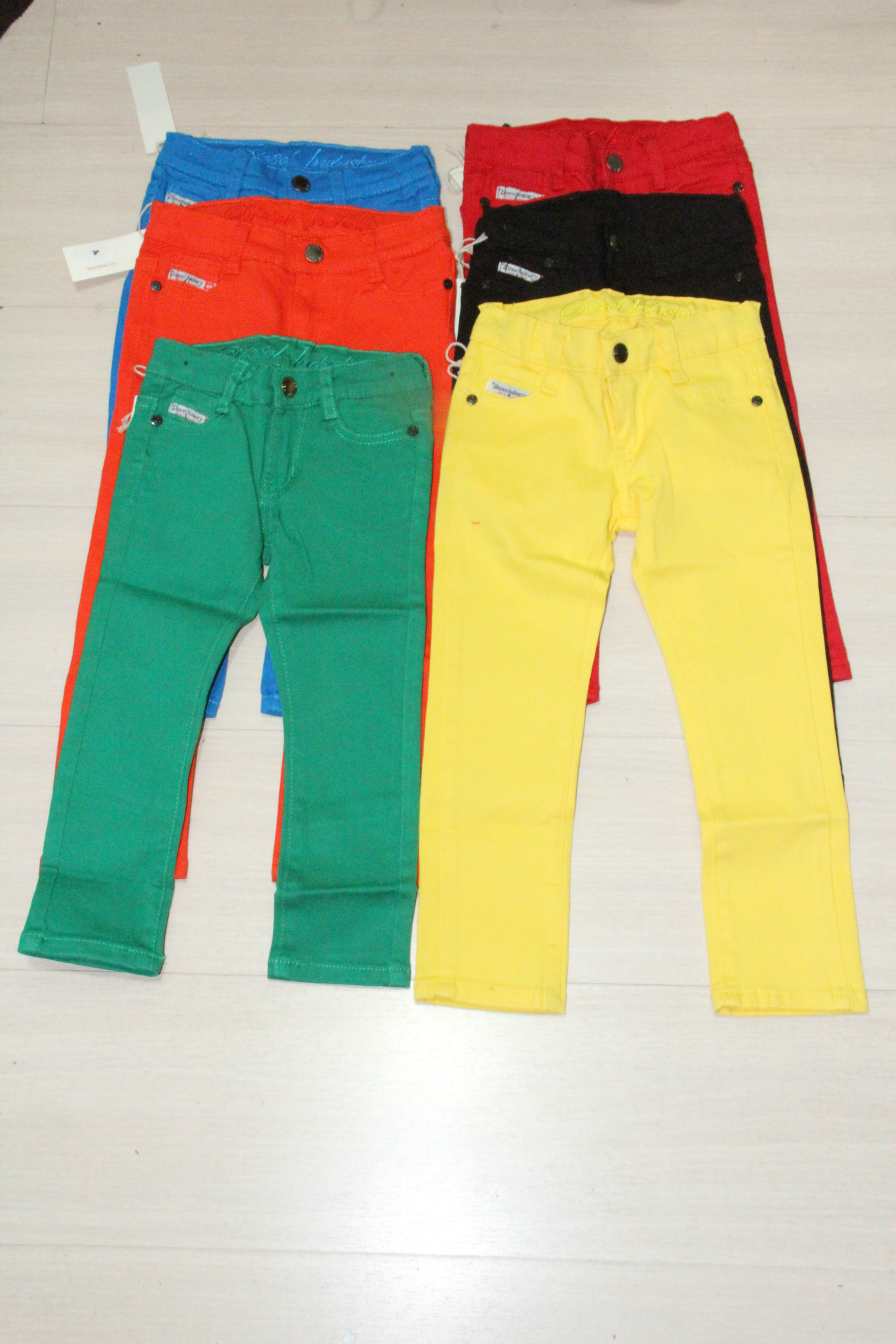 童装男女童2014秋冬新款 彩色牛仔裤 长裤 儿童中大童裤子图片_4