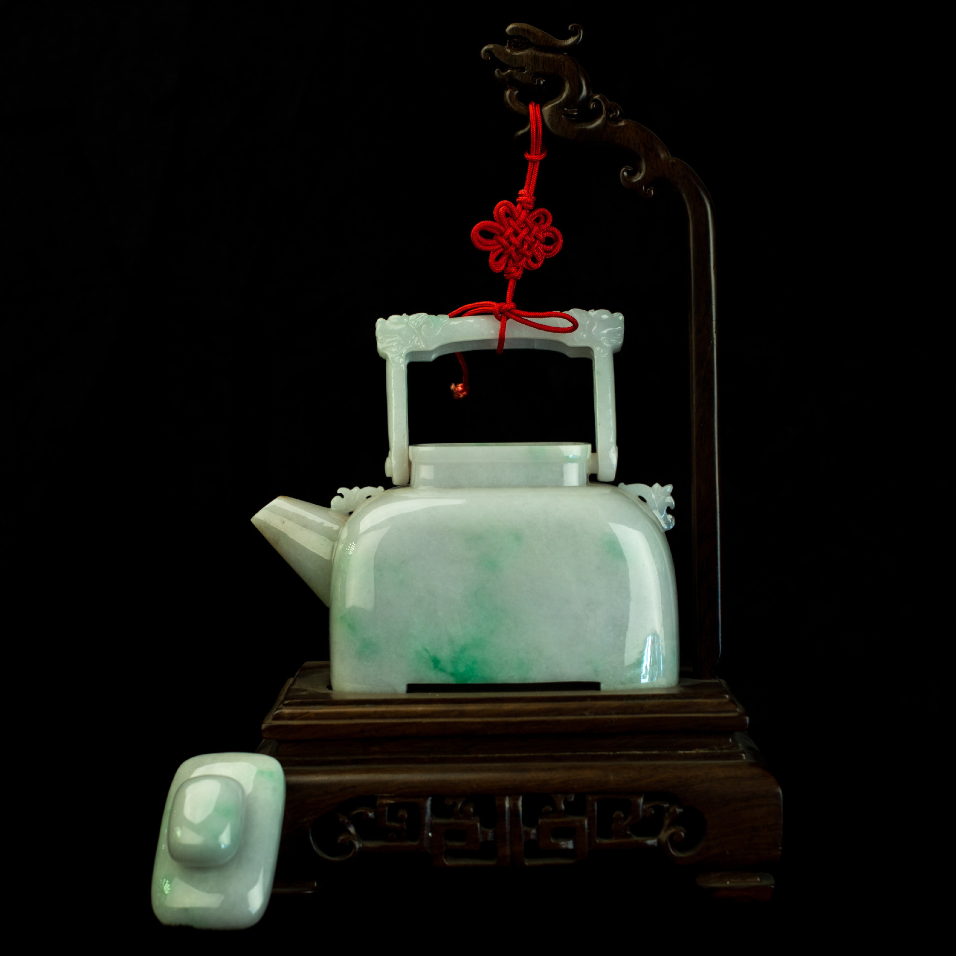 缅甸玉天然翡翠a货 翡翠老料带色茶壶摆件 茶壶 可出证书