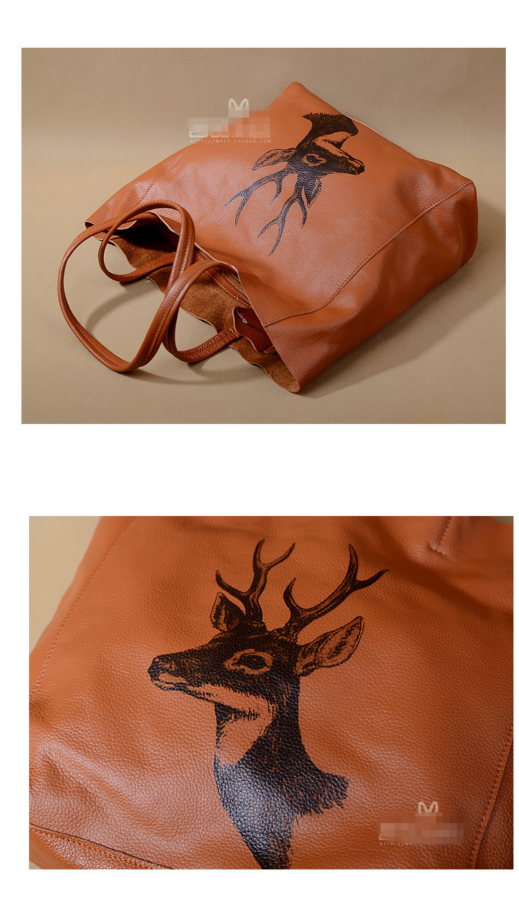 missfay 菲小姐包铺 超大牌烫金鹿头光板头层牛皮