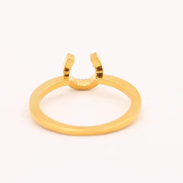 欧美镀真金满钻马蹄口戒指指环时尚潮女韩版镀金女饰品小额批发