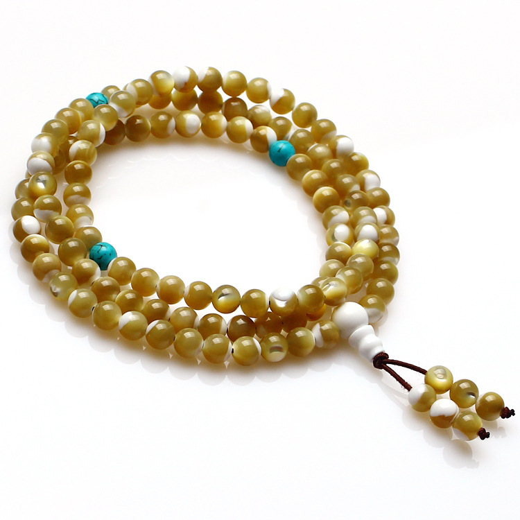 天然水晶批发 天然马蹄贝108佛珠 念珠多层手链批发