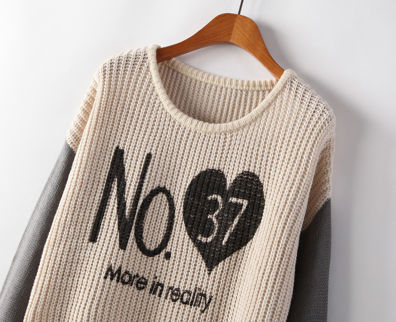 2014秋装新款 韩版数字logo针织衫套头衫毛衣女装图片_10