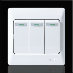 正泰电工 开关插座 三开单控开关面板 86型墙壁开关 new7-009b