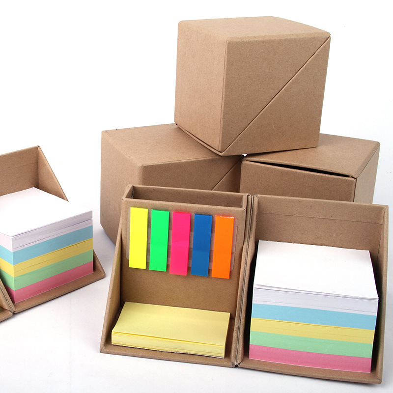 日韩创意多功能便利贴记事贴牛皮纸,冲皮质盒装组合批发免费拿样