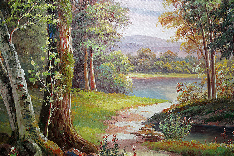 纯手绘油画 高档风景油画 客厅装饰画走廊无框画玄关画竖版挂画