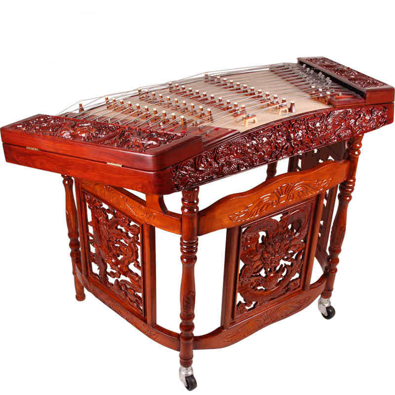 正品北京星海8623f-a精品红木浮雕龙402扬琴-「民族弹拨乐器」