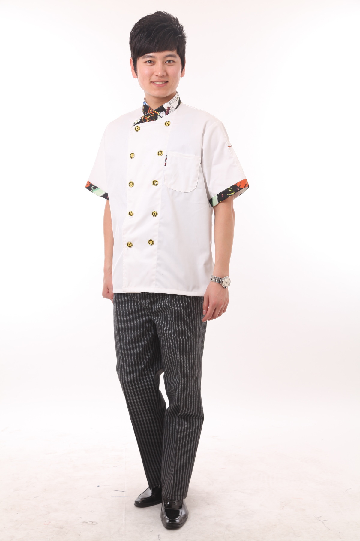 夏酒店厨师服套装定做 男夏季短袖上衣厨师服订做