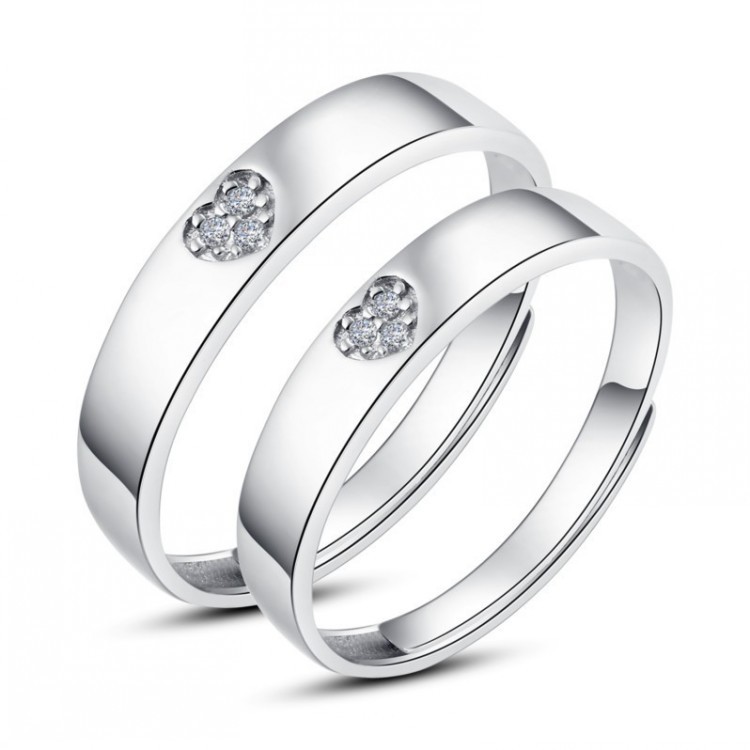 广西桂林【赠送证书】三心八箭桃心精品925纯银开口情侣戒指指环