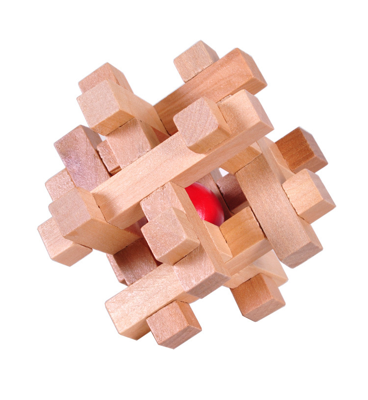 成人木制益智玩具 古典玩具 孔明锁 鲁班锁 笼中取珠