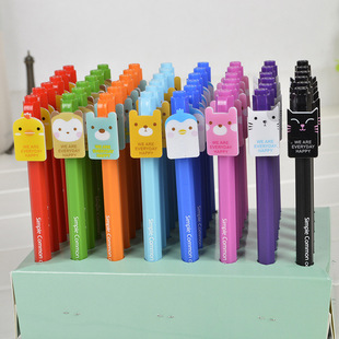 韩国精品 811-1趣味卡通动物表情八色中性笔 202828