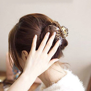 新款大号韩版简约亚克力发抓豹纹发夹 抓夹头发固定爪子竖夹