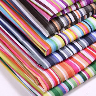彩条纹涤纶布料 厂家直销 彩色竖条色丁布 箱包服装家纺面料