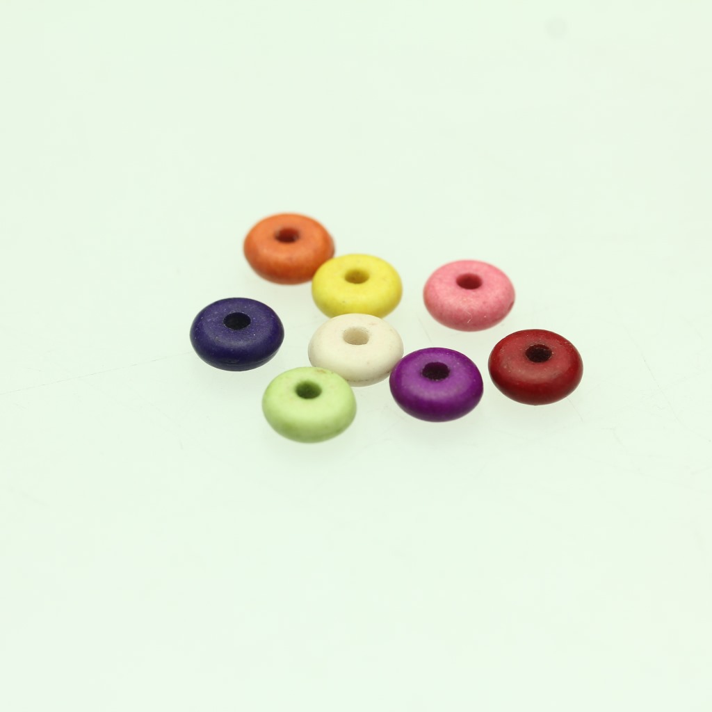 6*3mm七彩扁圆形直孔光面松石 饰品配件 diy饰品材料