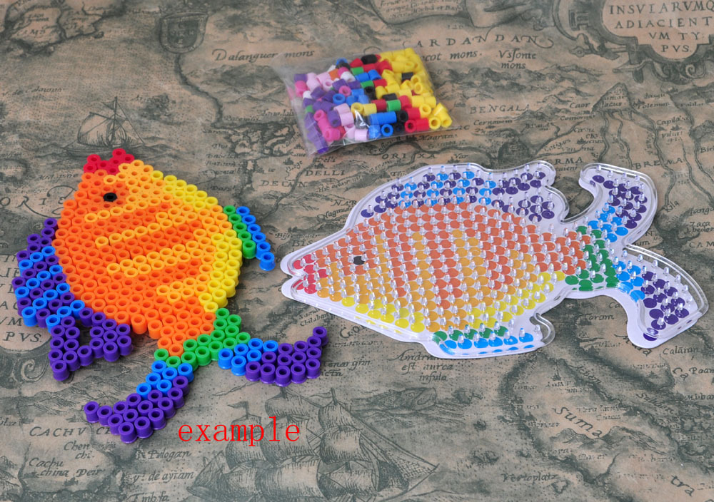 perler beads kits拼拼豆材料包 带底板散豆图纸烫纸 金鱼模型