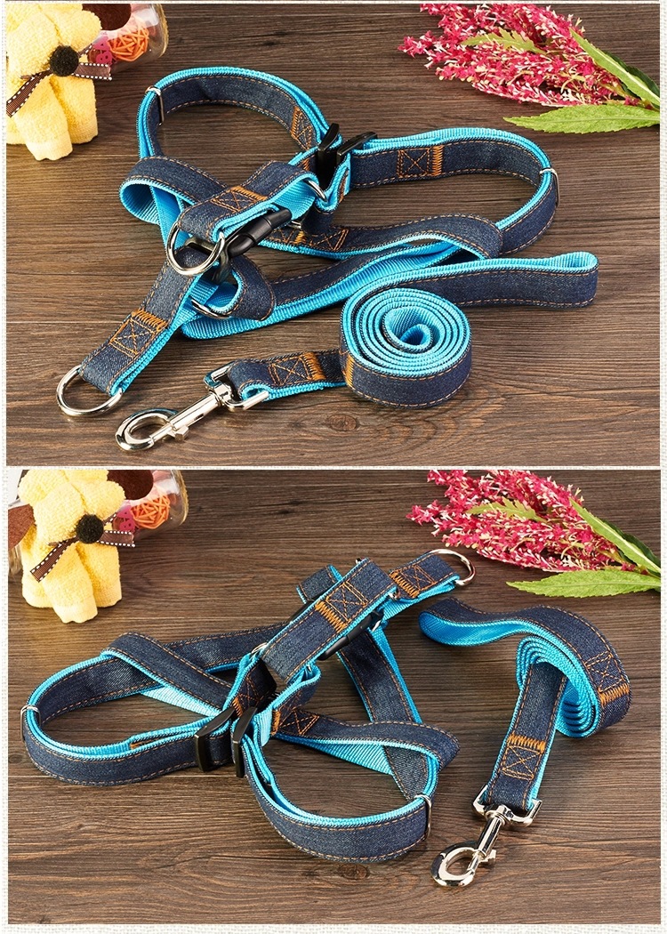 宠物牛仔宠物牵引绳胸背带小狗狗牵引带胸背套狗绳子中大型犬链