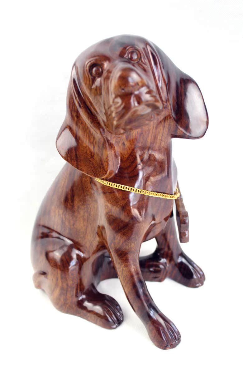 木雕摆件旺财狗木质工艺品生肖狗家居风水摆设生日礼品h