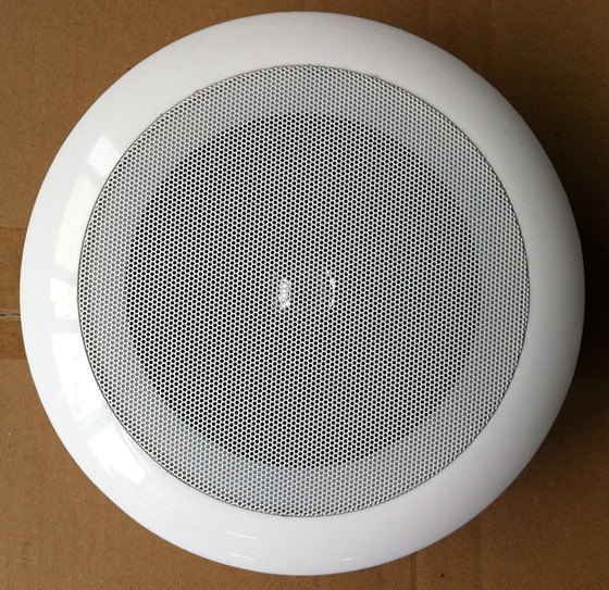 天花喇叭的安装方法:在已有的吊顶天花板上开上一个比喇叭口稍小孔口