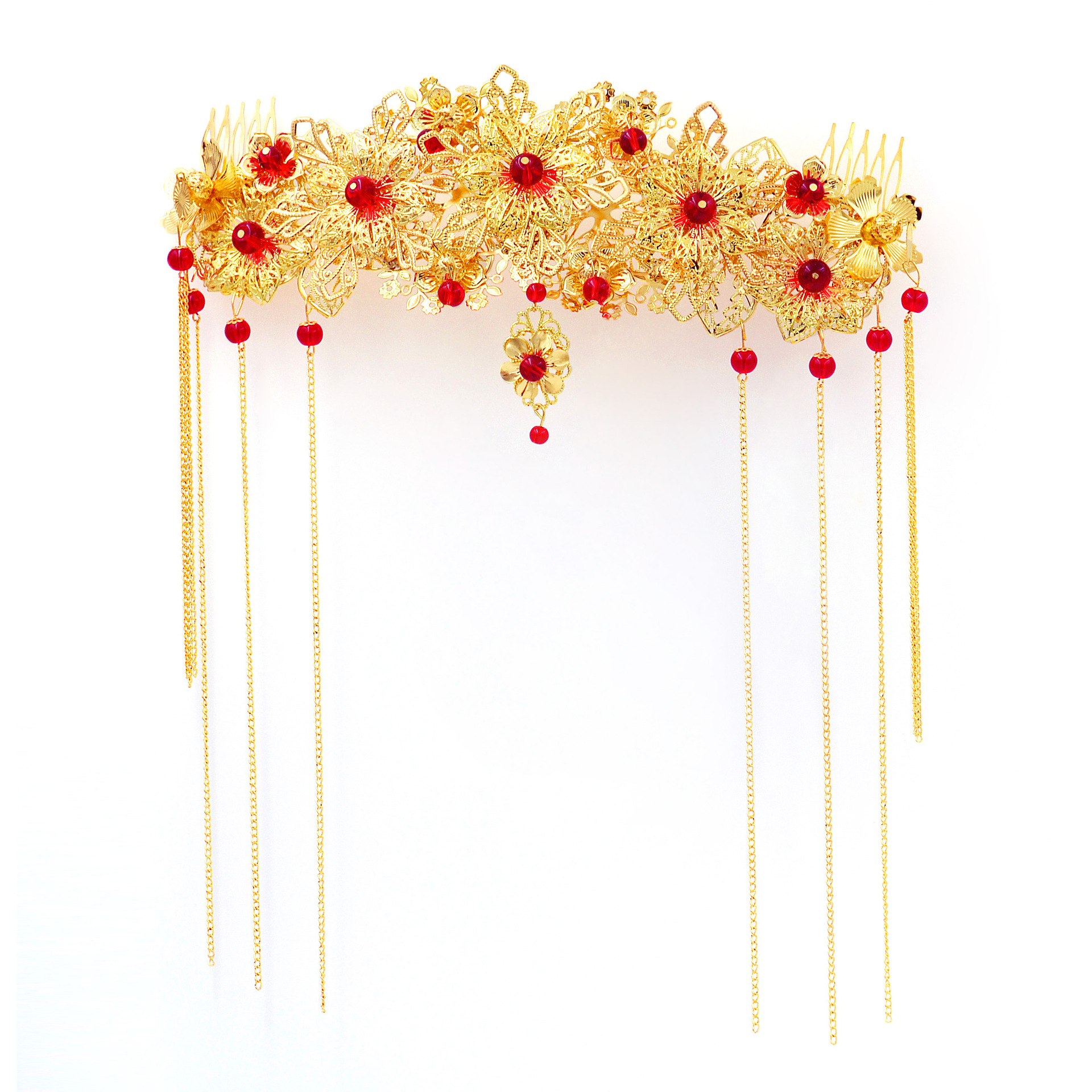 古装新娘头饰凤冠中式头饰礼服旗袍龙凤褂发钗配饰 新款