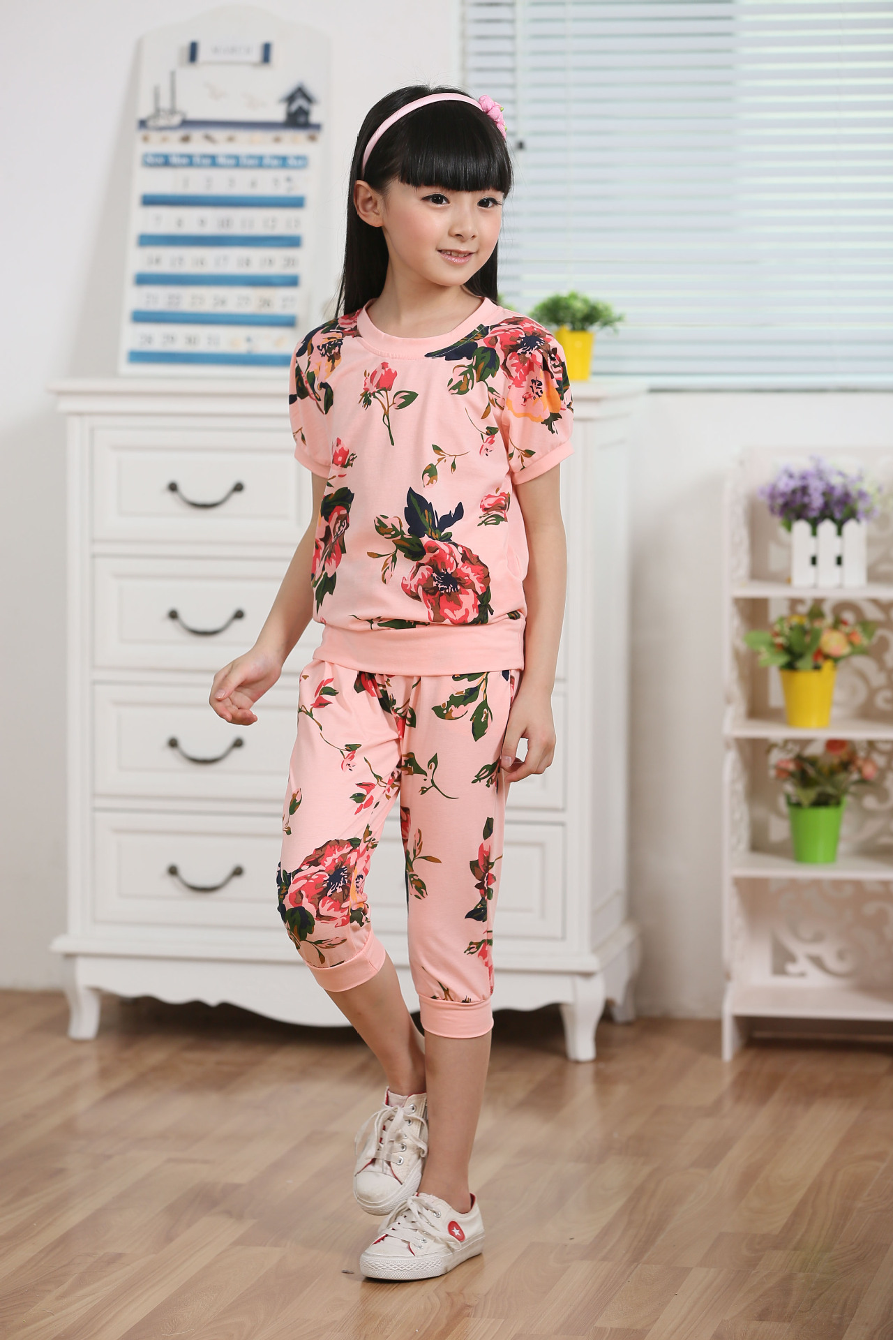 碎花童套装 女童休闲运动套装 夏季品质童装 淘宝分销一件待发图片_32