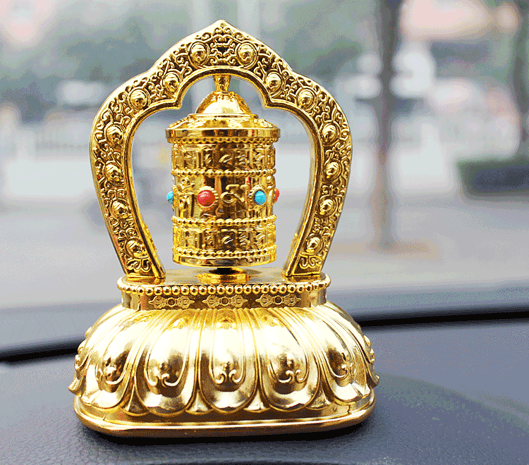 太阳能转经筒/太阳能转经轮汽车香水座 半合金转经轮 带礼盒