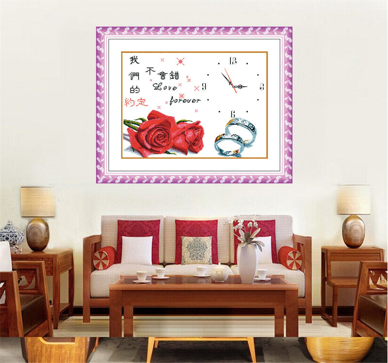 义乌十字绣厂家精准印花十字绣批发布艺工艺品今生的约定(红)