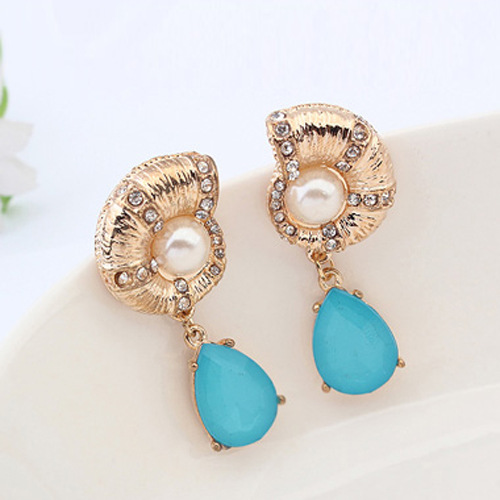 欧美个性蜗牛蓝宝石耳钉