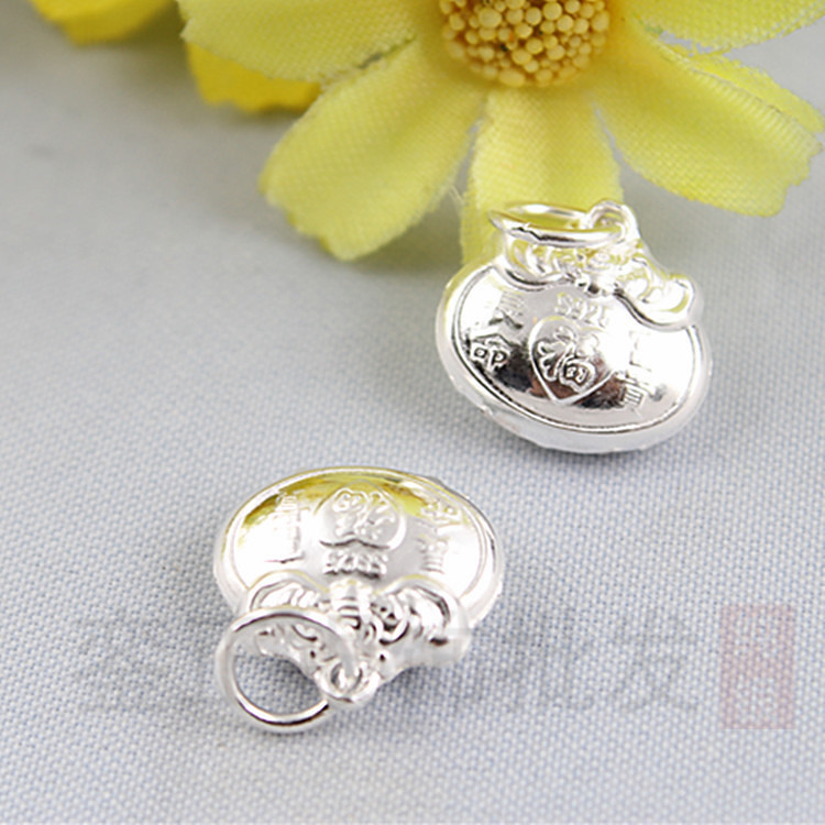 925纯银长命富贵锁 三铃 铛 双面宝 宝锁片纯银锁儿 童锁平安 锁