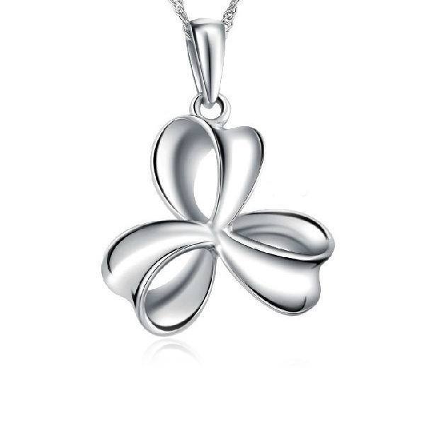 925纯银项链批发 三叶草素银吊坠 韩版时尚款银项链