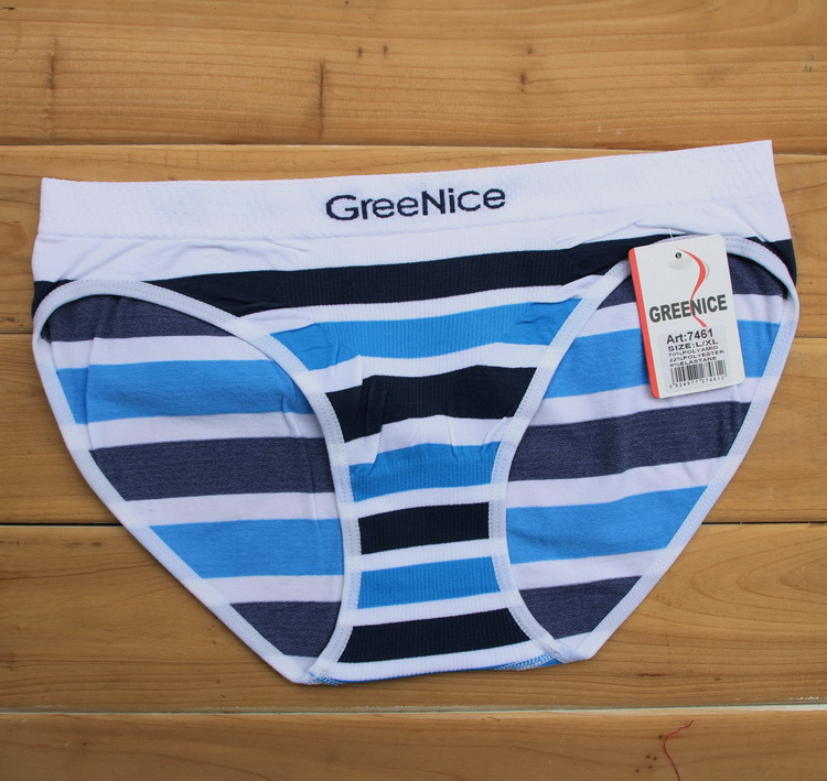 特价greenice原单 少女无缝三色条纹三角内裤 加棉档 7461