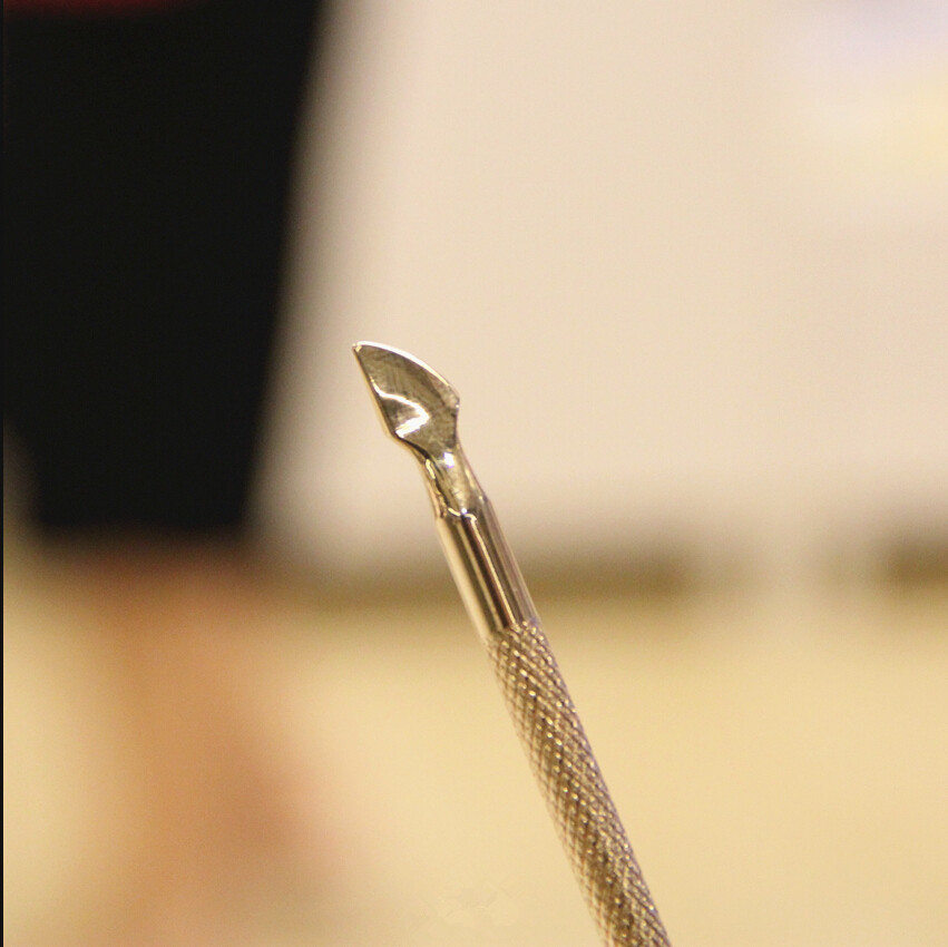 【厂家批发 美甲用品 不锈钢两用双头死皮推 小死皮推 金色小钢推】