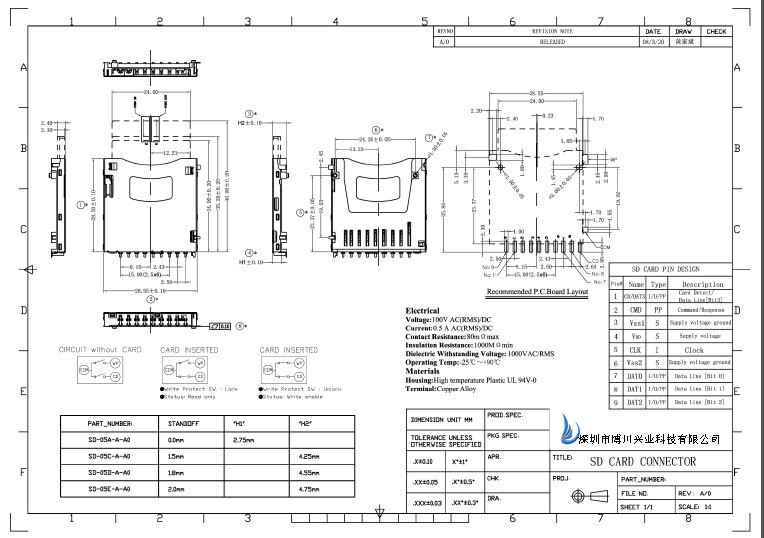 sd卡座生产厂家 垫高1.8mm-2.0mm sd卡座jx环保保质现货热销产品