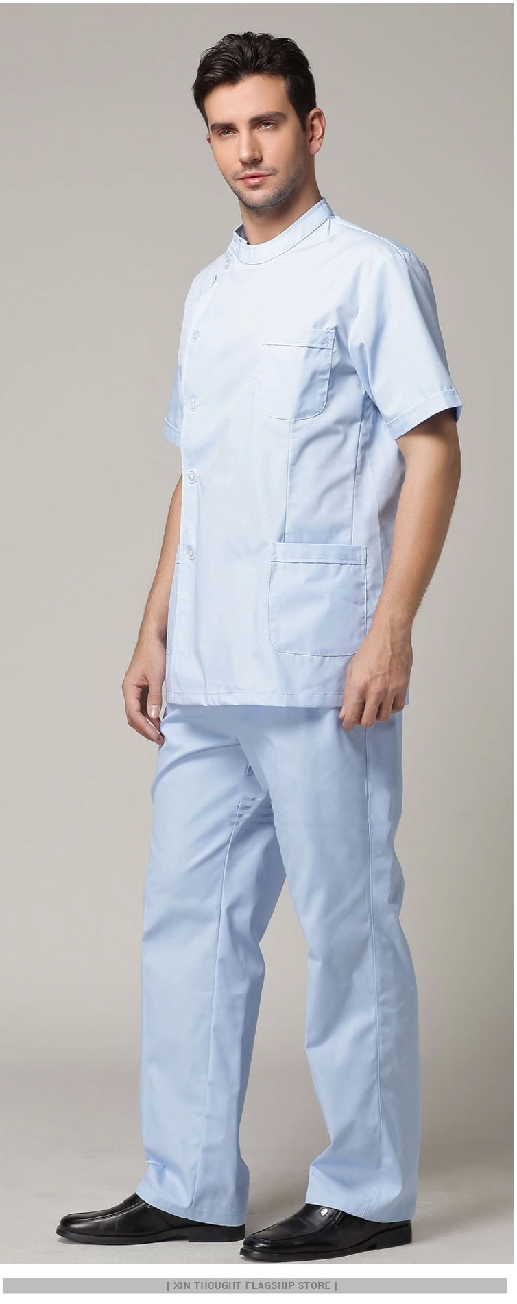 男牙科口腔科医生服护士服偏襟立领套装分体工作服长短袖