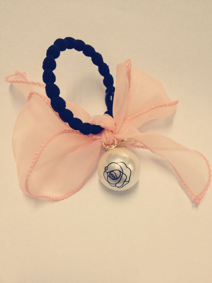 韩版蕾丝蝴蝶结玫瑰花珍珠弹力皮筋发圈