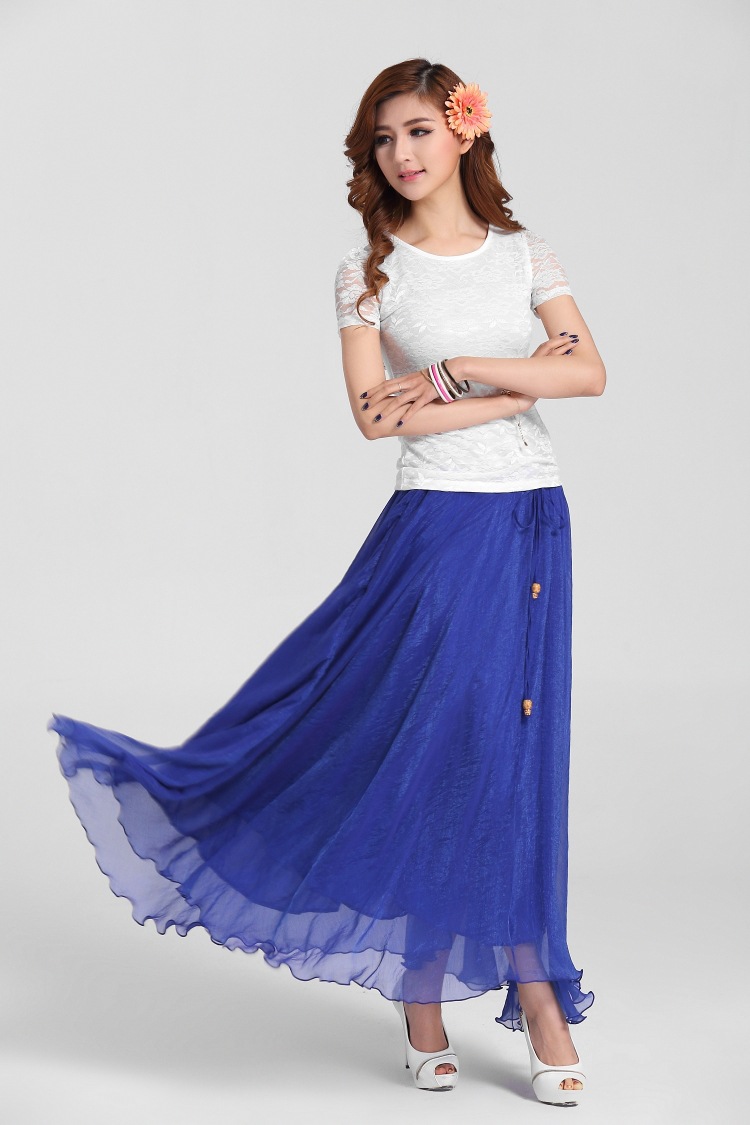 品牌8米大摆裙波西米亚八长裙雪纺半身裙夏季新款海滩裙子女装