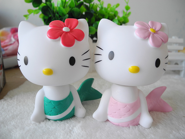美人鱼hellokitty创意摇头公仔 凯蒂猫车载摆件 汽车用品摆设4色