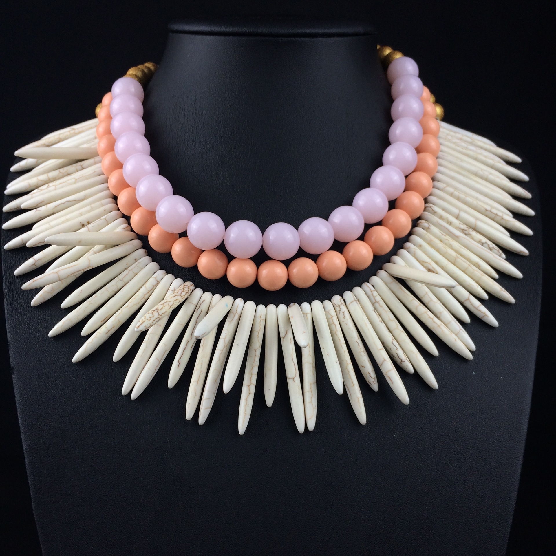 欧美大牌时尚夸张项饰 波西米亚串珠流苏项链 多层彩色珍珠xl217