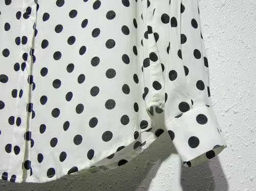 女装外贸原单点点全棉长袖衬衫女士衬衫