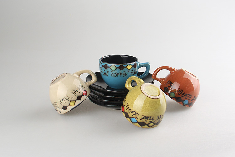 bd021-s小款炻瓷陶瓷杯 赠碟咖啡杯 淡雅情侣杯 早餐杯 创意水杯