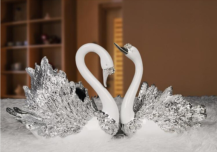 天鹅家居饰品树脂摆件 欧式电镀礼品 博景装饰品 家居饰品批发