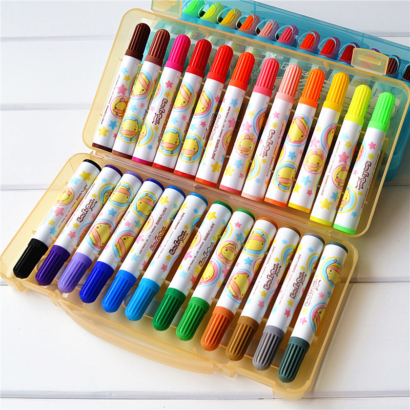 雄狮水彩笔24色儿童涂鸦绘画笔粗头水彩笔无毒 水彩笔