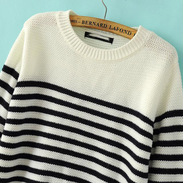 ailaiduo/艾莱多 2014秋季新款蓝白条纹女式套头毛衣厂家直销图片_5