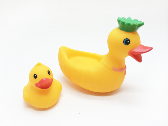 g94025捏响母子鸭 搪胶玩具 宝宝游泳戏水洗澡玩具 沐浴小鸭子