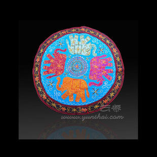 印度金线绣圆形吉祥大象桌布 103049---4639