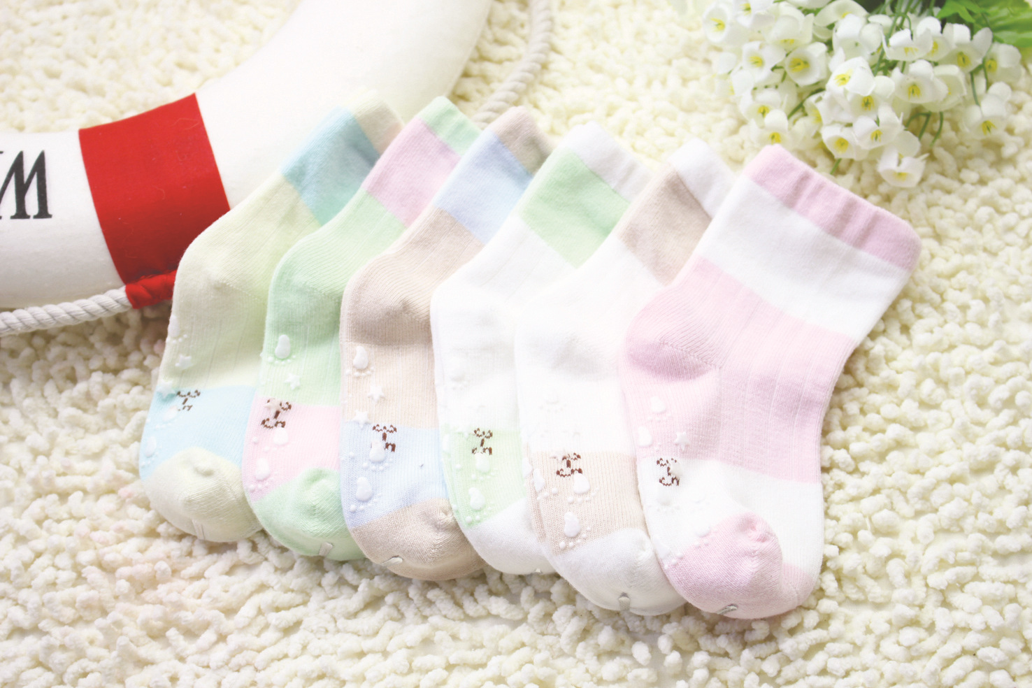 广东汕头正品小蓓蓓纯棉儿童袜子 无骨缝合童袜舒适透气 脚底防滑宝宝