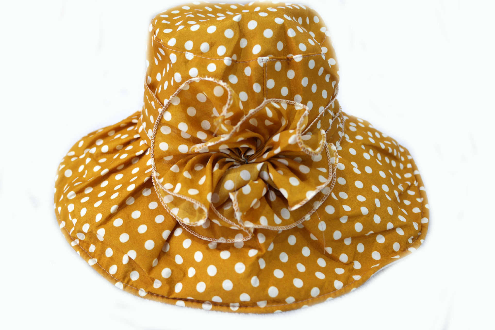 韩版新款圆点大花布帽夏季遮阳防晒清凉女士大沿帽子批发