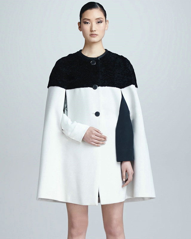 yigelila独家高端定制 黑白甜心 斗篷披风大衣外套 定制款 9238