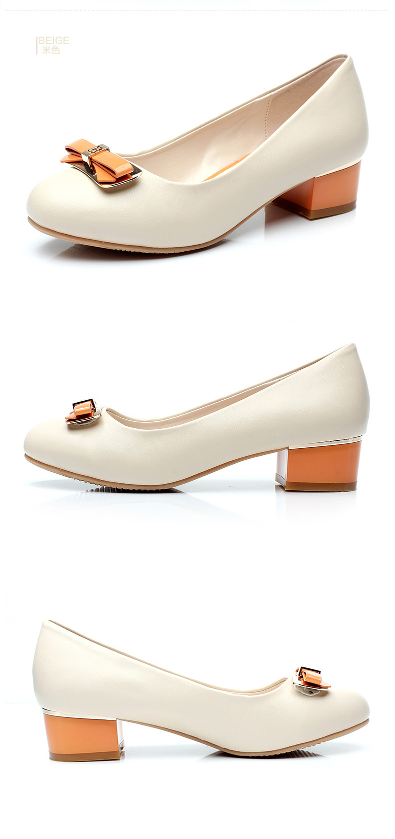 康娇2014春季新款韩版糖果色 单鞋 粗跟 蝴蝶结浅口圆头平底 女鞋