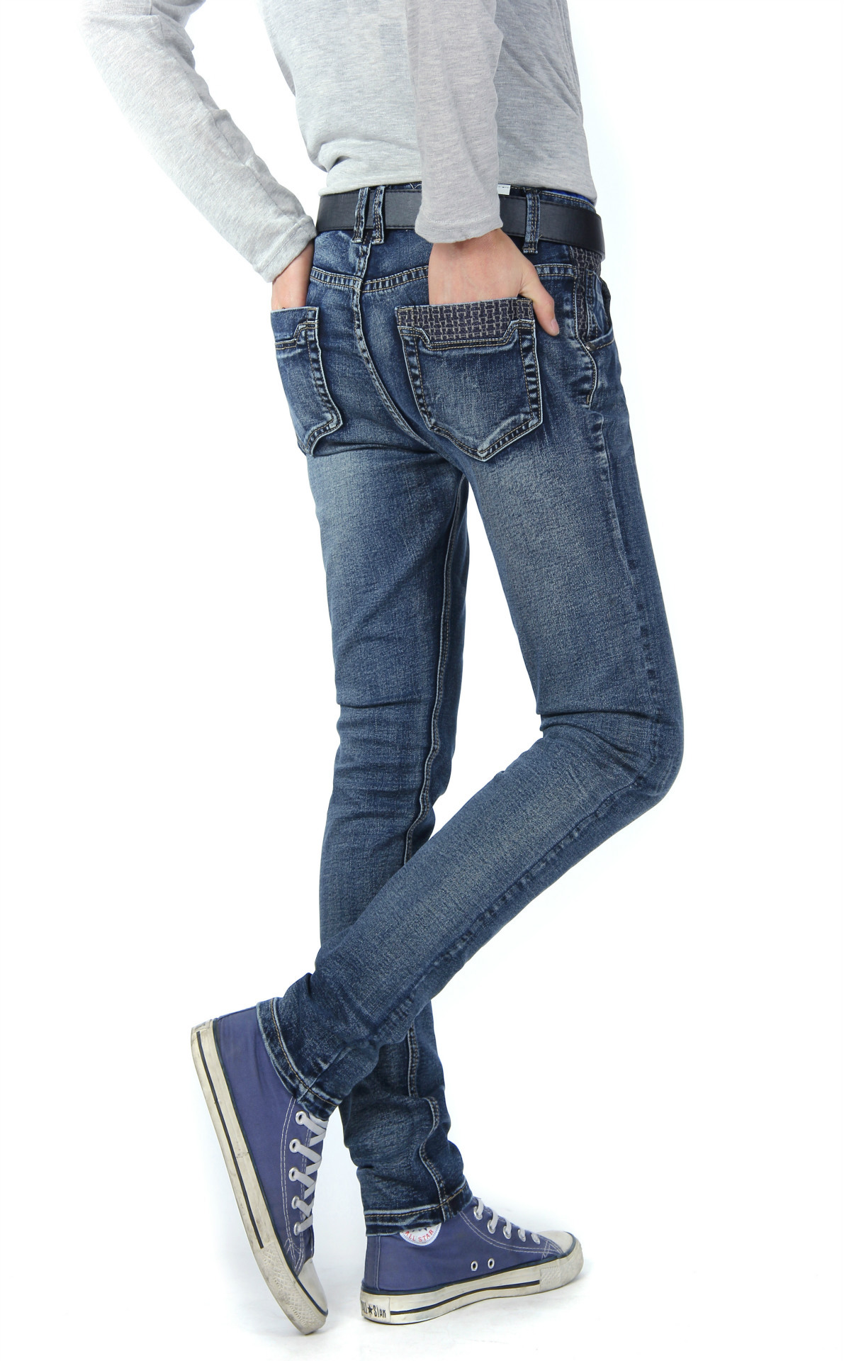 厂家直销批发春装新款全扫马骝男士牛仔裤弹力韩版修身小脚牛仔裤