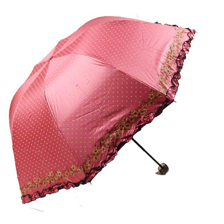 安娜淑a838韩版公主伞高效防紫外线晴雨伞高效降温百褶花边黑胶伞