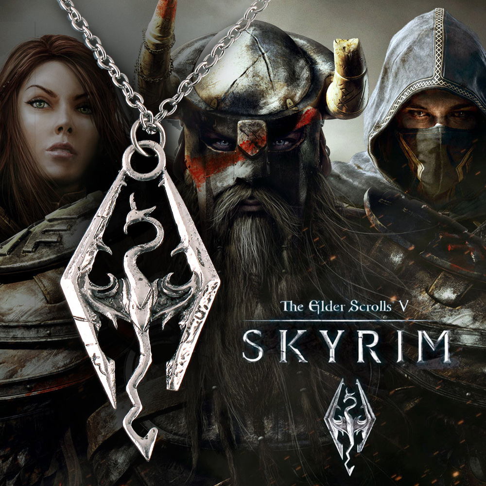 欧美爆款! the elder scrolls上古卷轴龙吊坠项链 魔幻tes饰品